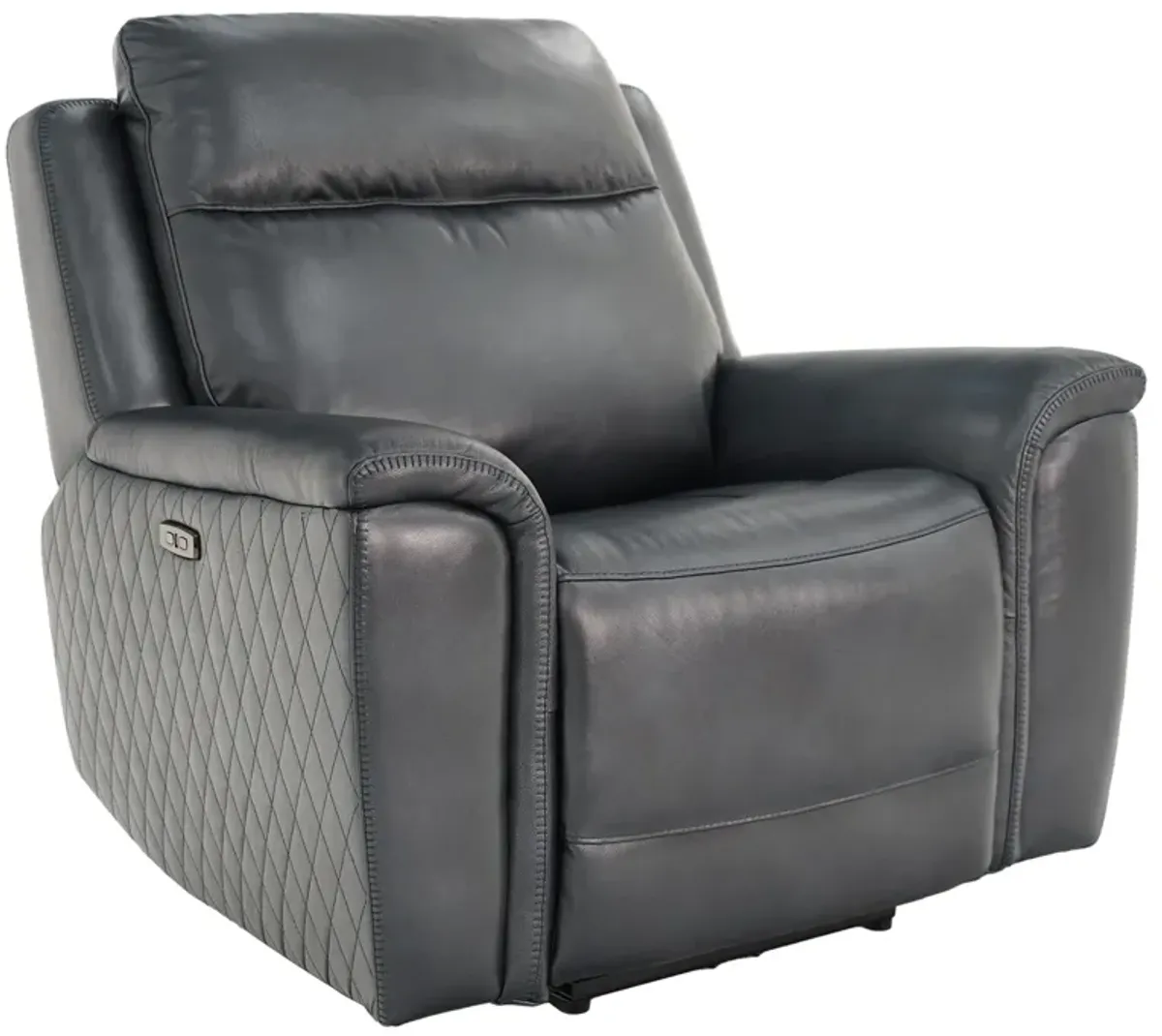 Chesapeake Blue Gray Zero Gravity Power Headrest Recliner