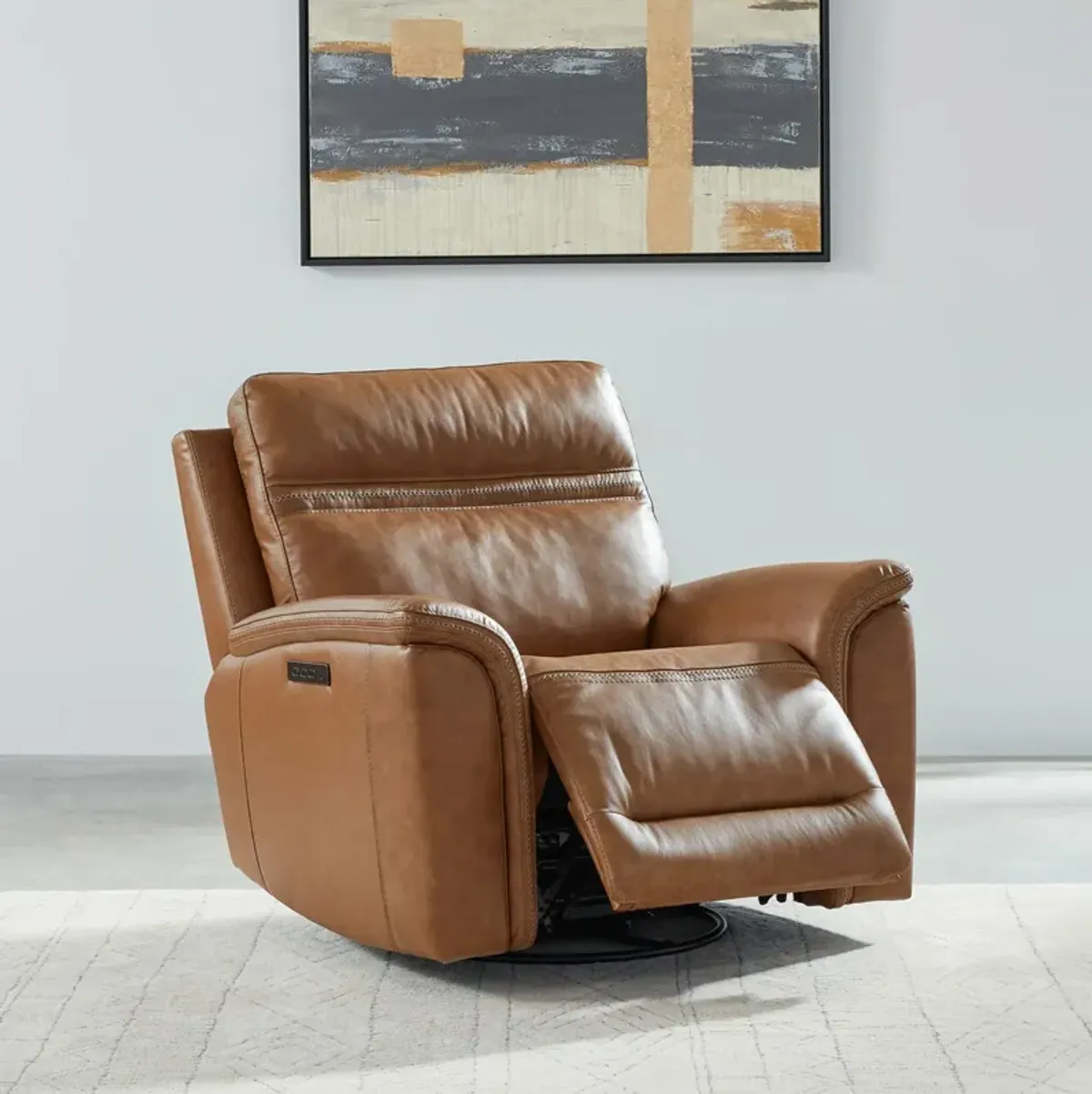 Cooper Camel Power Headrest Swivel Recliner with Power Lumbar