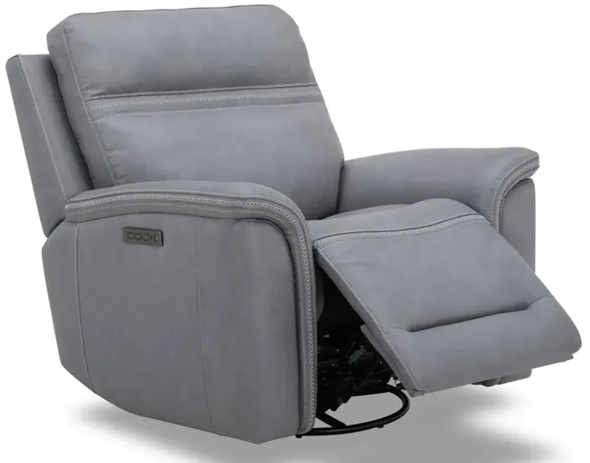 Cooper Gray Power Headrest Swivel Recliner with Power Lumbar