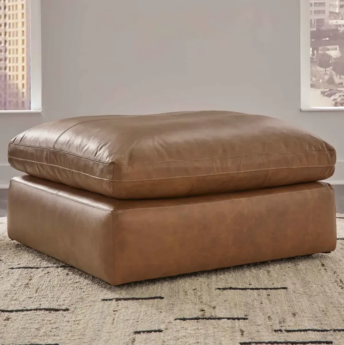 Emilia Caramel Oversized Accent Ottoman