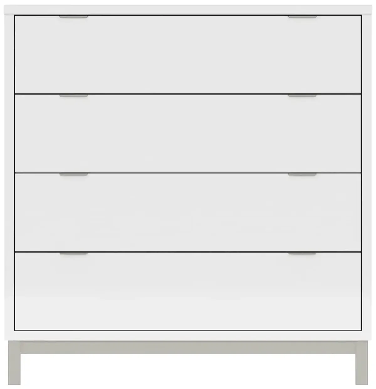 Solace White/Nickel 4 Drawer Chest