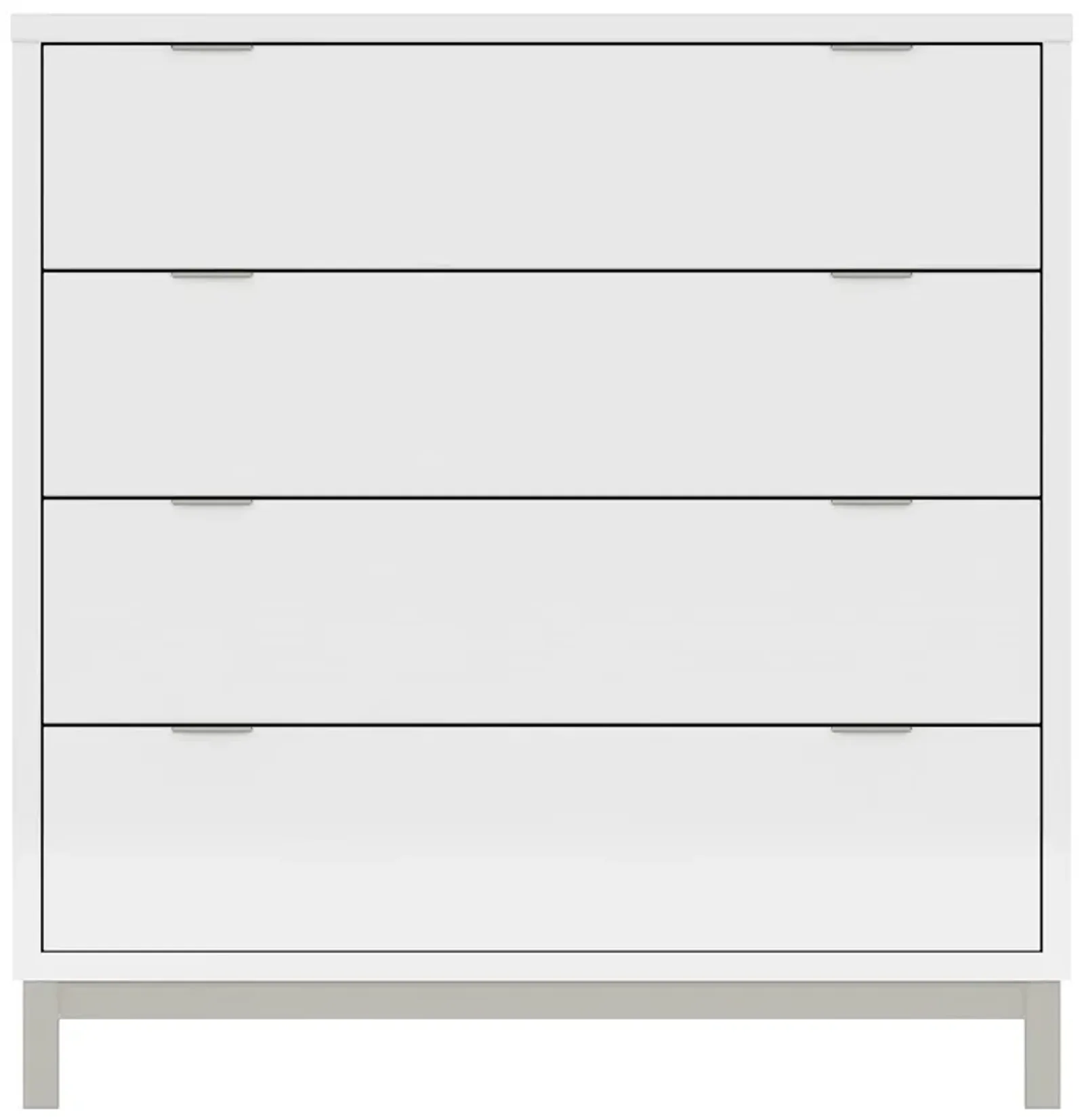 Solace White/Nickel 4 Drawer Chest