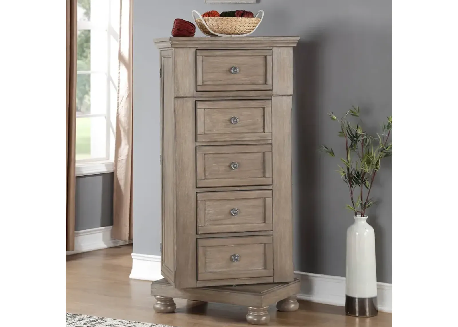 Allegra Pewter Swivel Chest