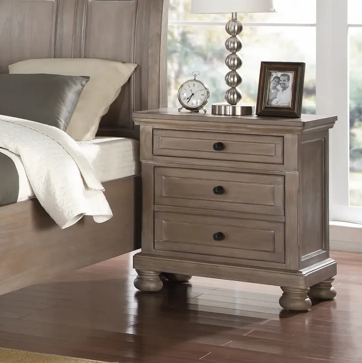 Allegra Pewter Nightstand