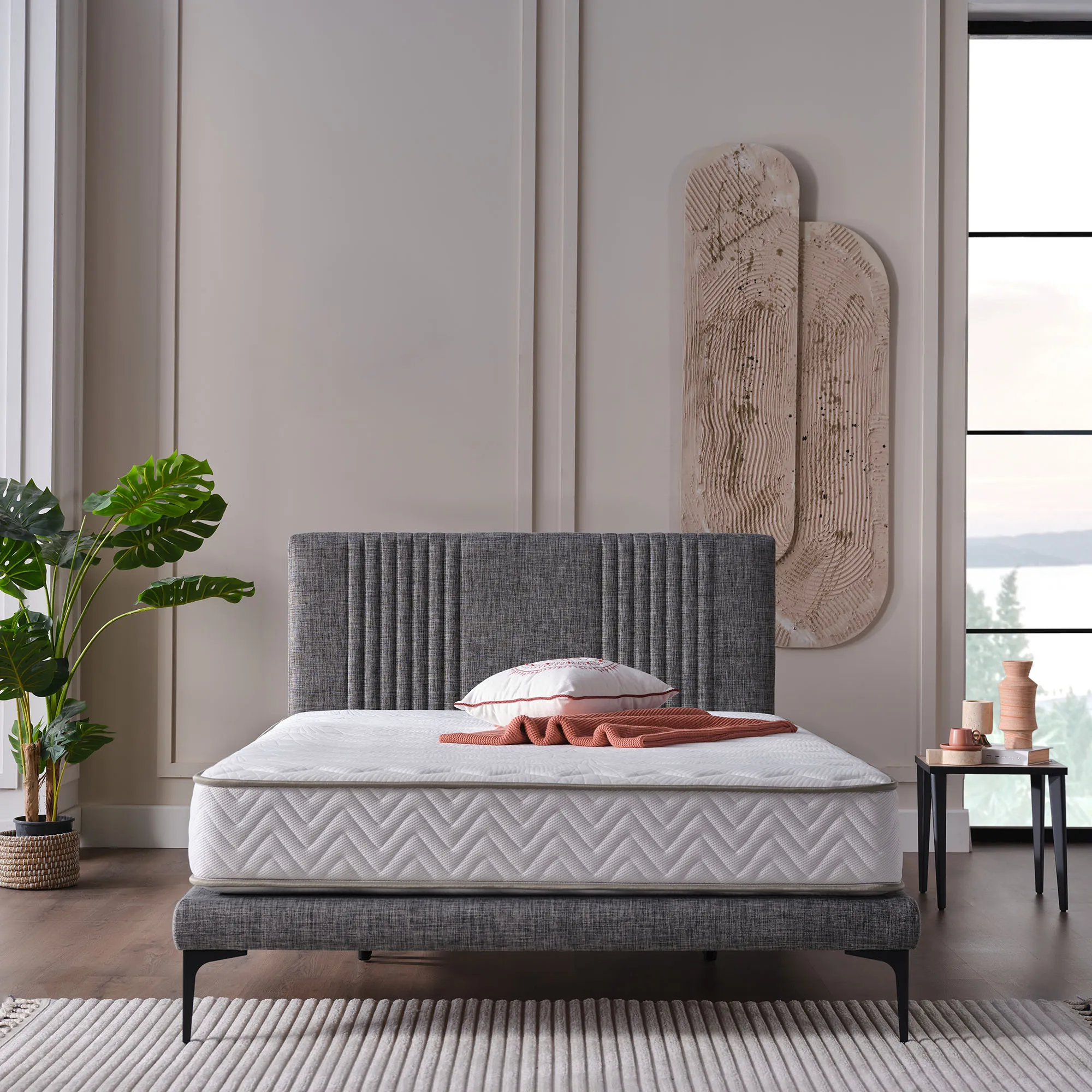 Sidney Grey Twin Upholstered Platform Bed