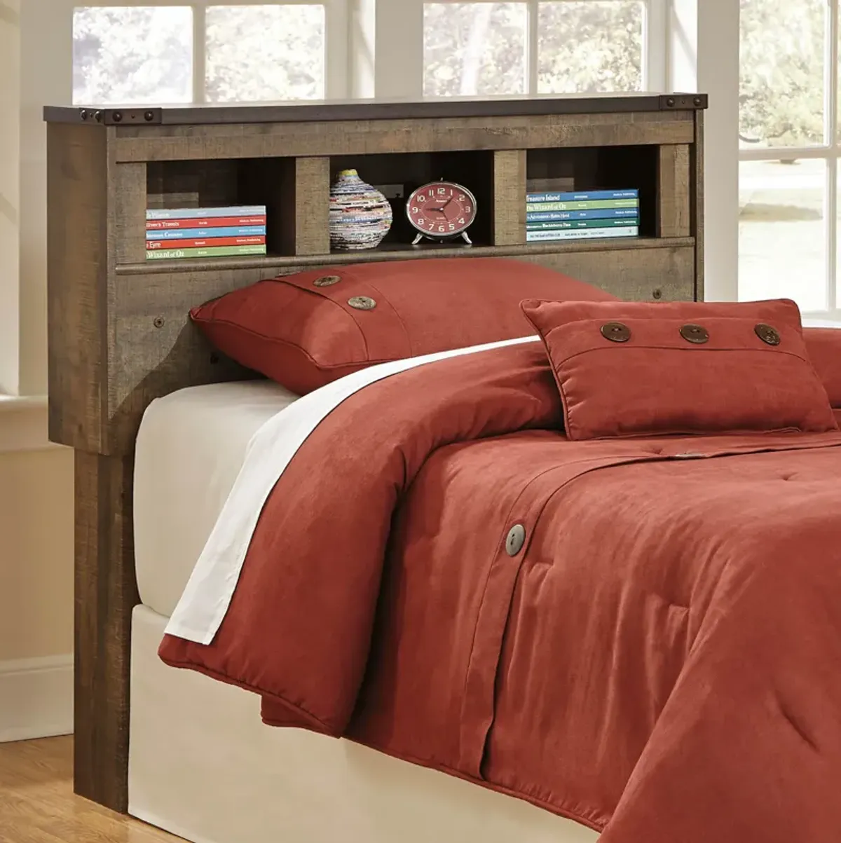 Trinell Youth Bedroom Bookcase Headboard