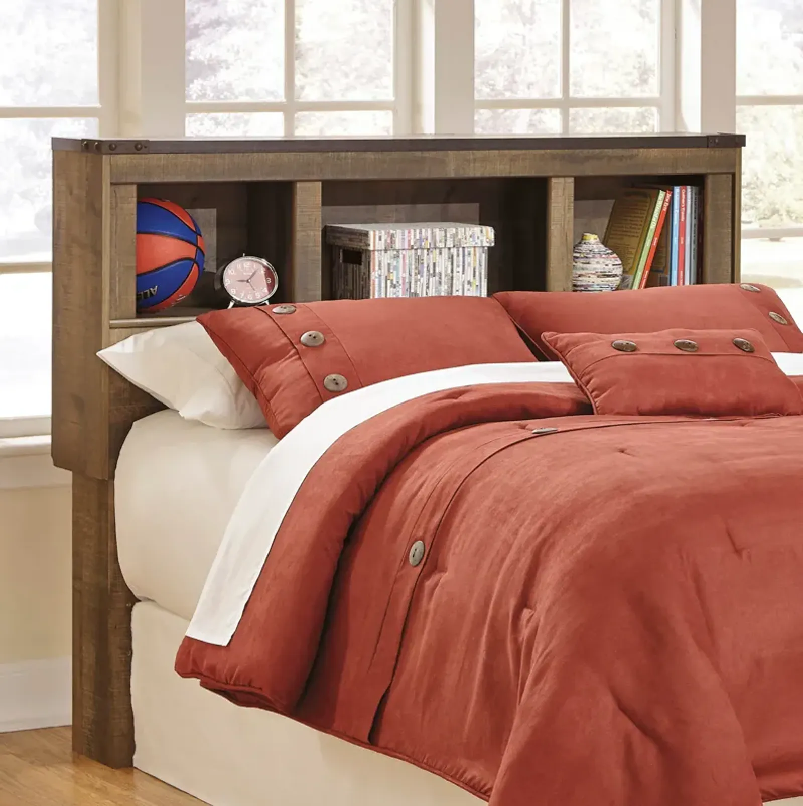 Trinell Youth Bedroom Bookcase Headboard