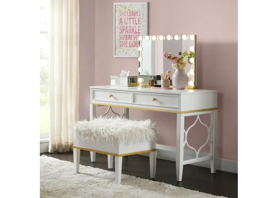 Emma White Youth Vanity, Stool and Mirror