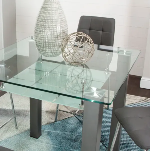 Napa Charcoal Square Glass Pub Table