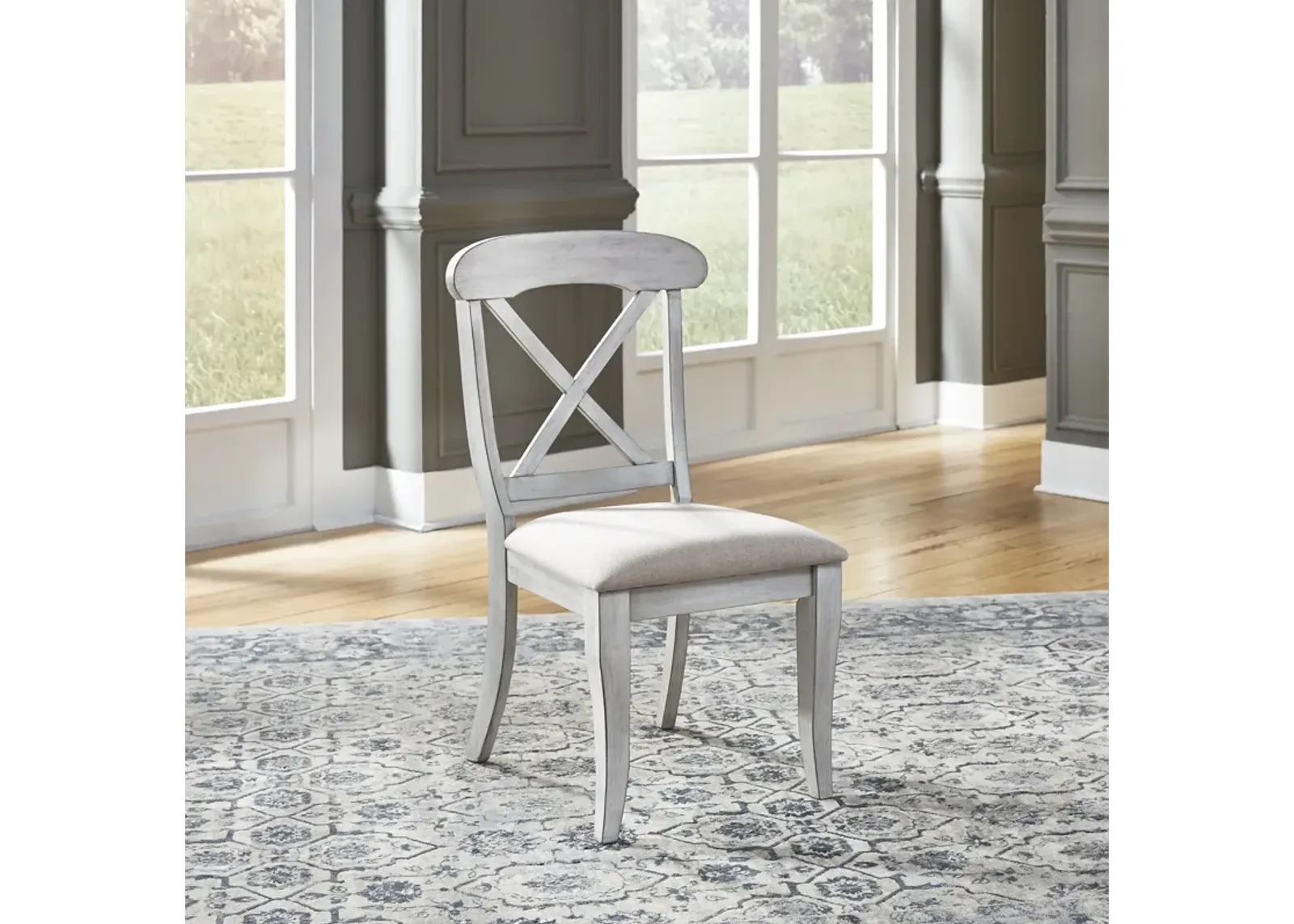 Ocean Isle White/Pine Upholstered Side Chair