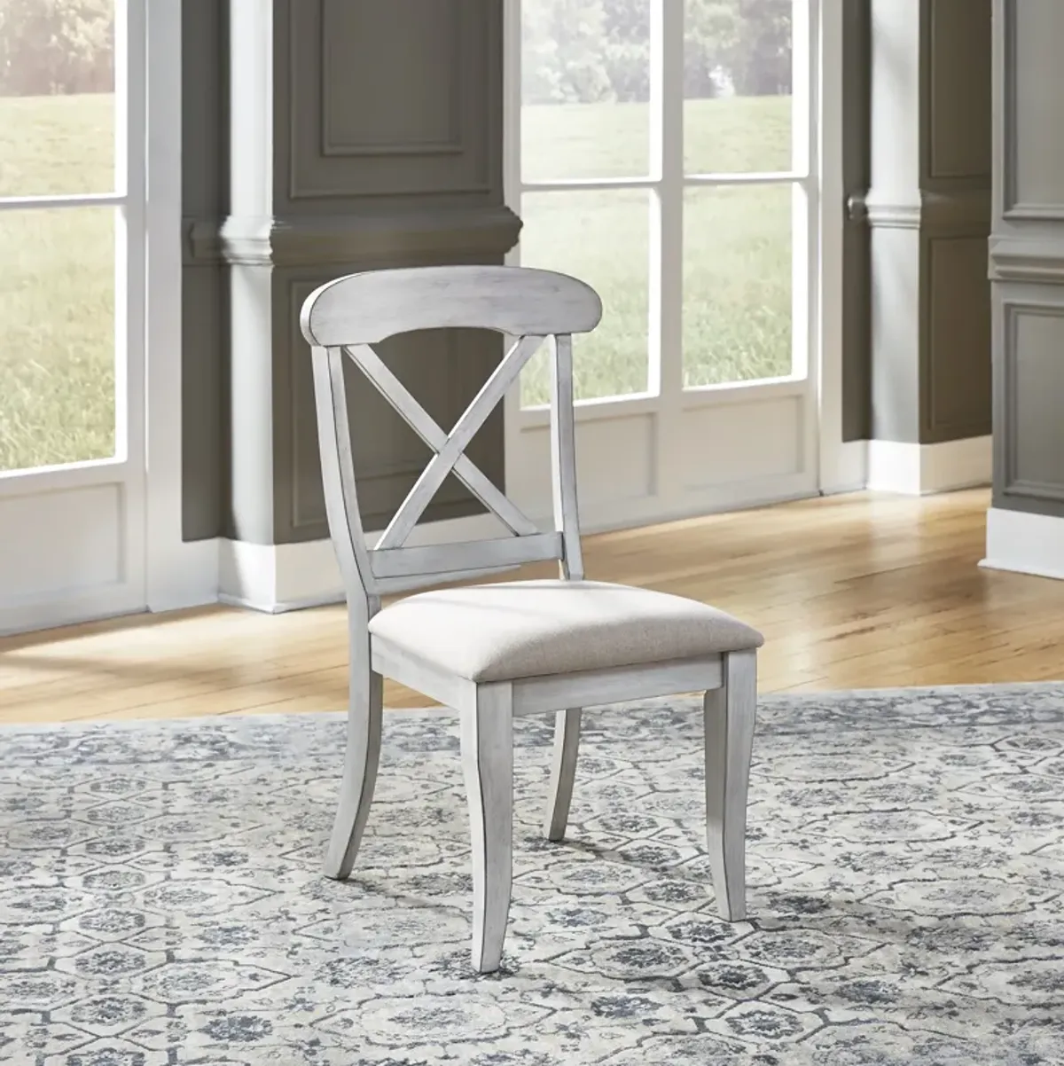 Ocean Isle White/Pine Upholstered Side Chair