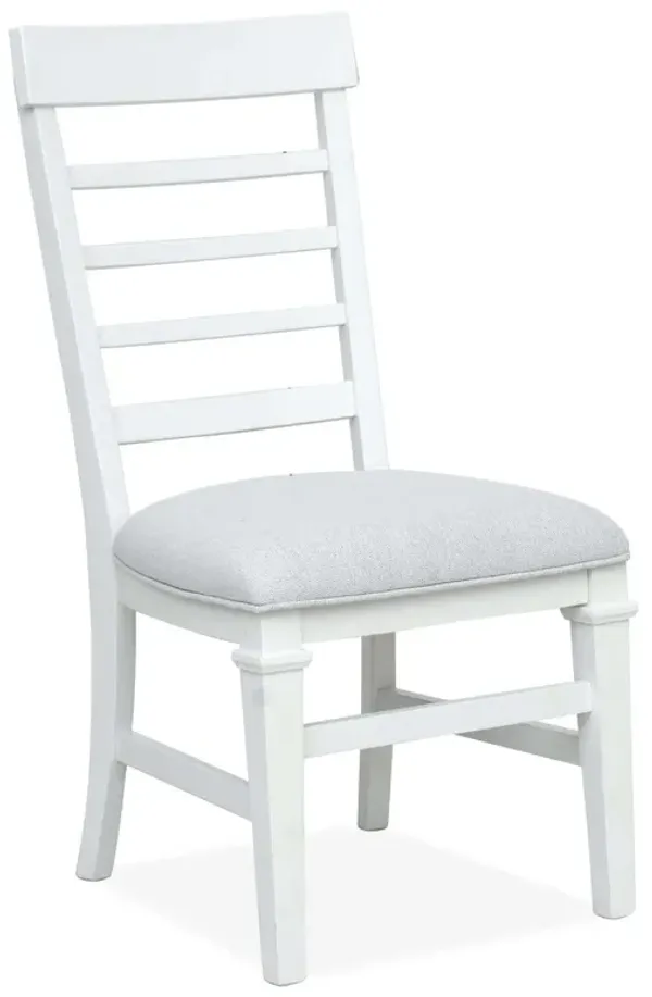 Charleston White Slat Back Upholstered Side Chair