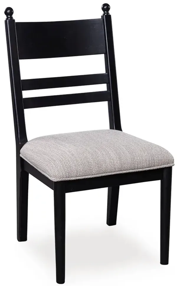 Country Manor Black Ladderback Upholstered Side Chair