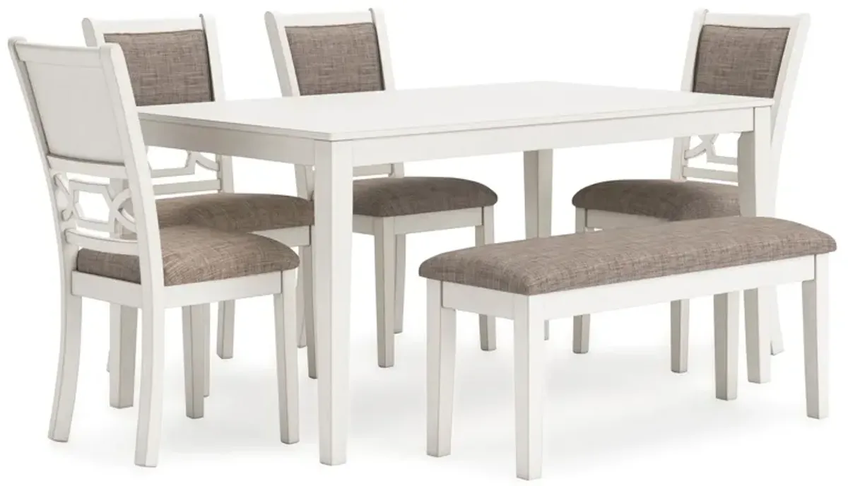 Erinberg 6 Piece Dining Set (Table with 4 Side Chairs and Bench)