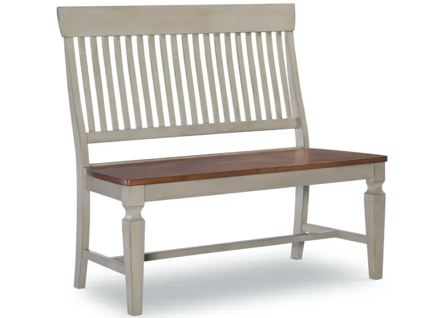 Vista Hickory/Stone Slatback Bench