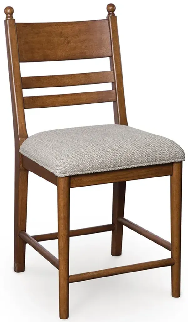Country Manor Brown Ladderback Upholstered Stool