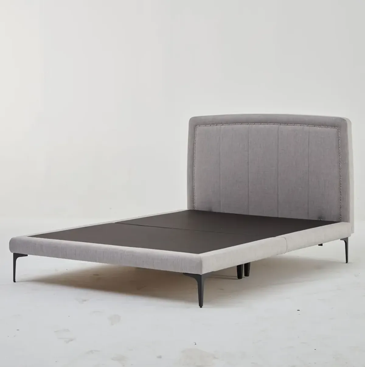 Spencer Light Grey Upholstered Platform Bed