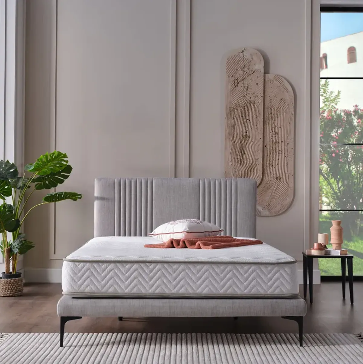 Sidney Light Grey Upholstered Platform Bed