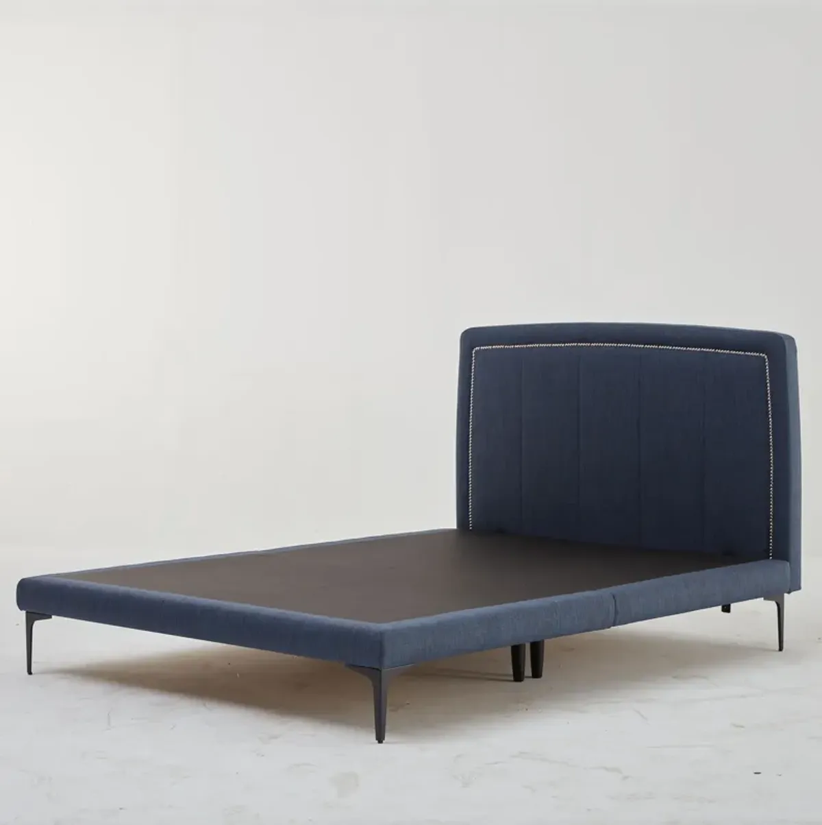 Spencer Navy Upholstered Platform Bed