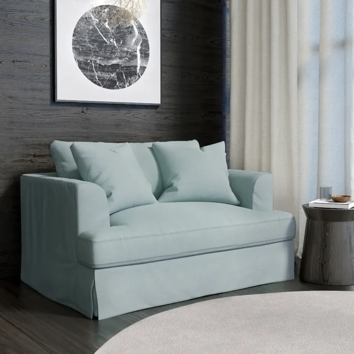 Newport Light Blue Slipcover Chair