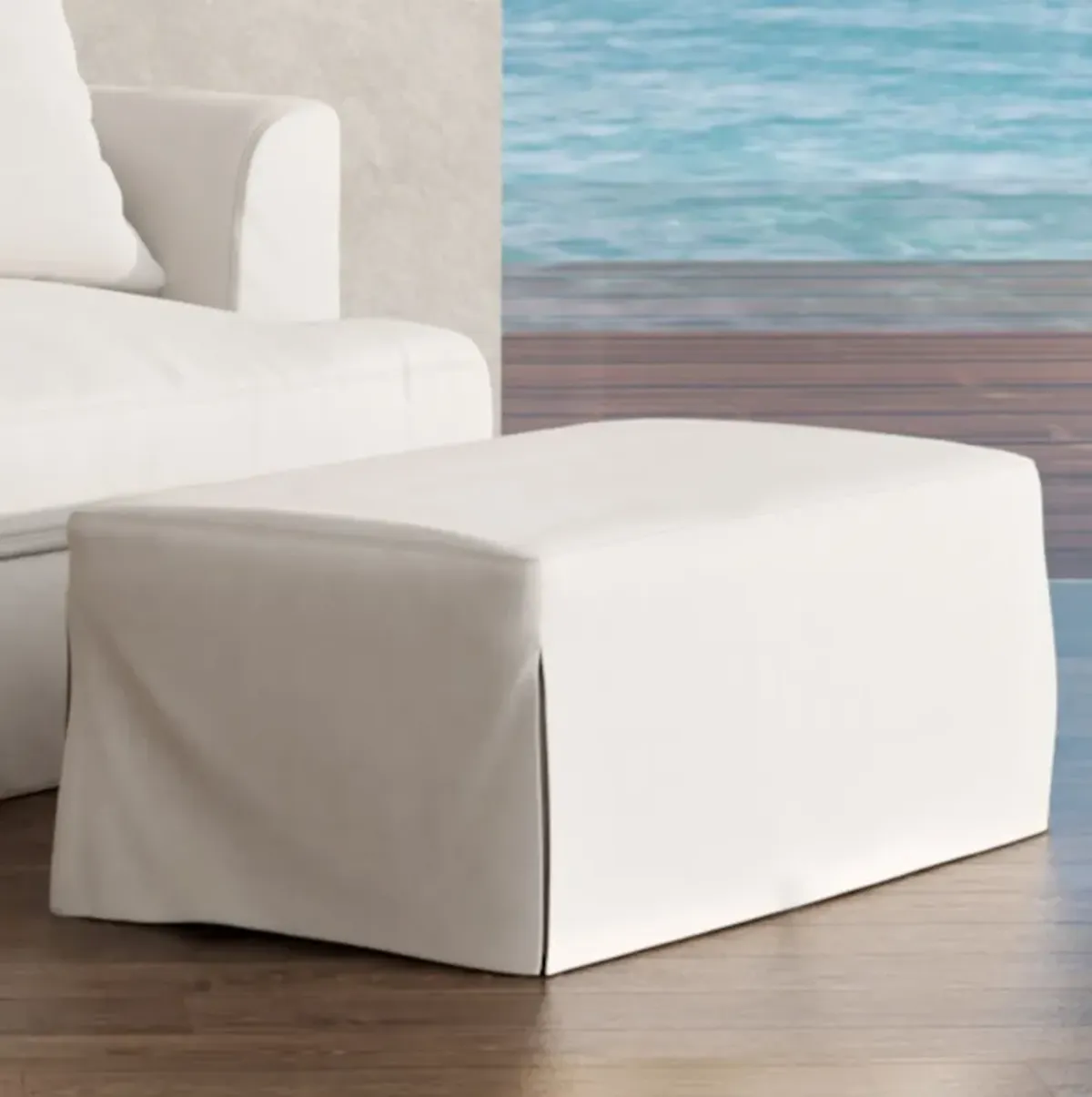 Newport Pearl Slipcover Ottoman