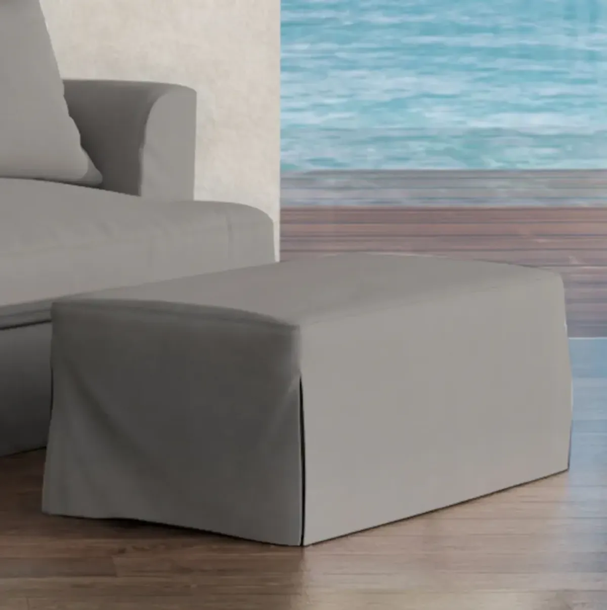 Newport Slate Slipcover Ottoman