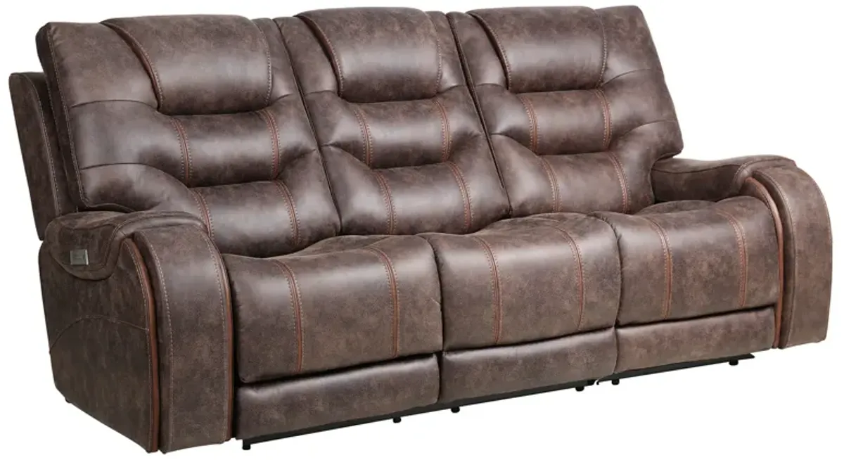 Canyon Walnut Power Headrest Reclining Sofa