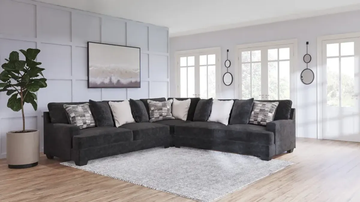 Rawcliffe Charcoal 3 Piece Sectional