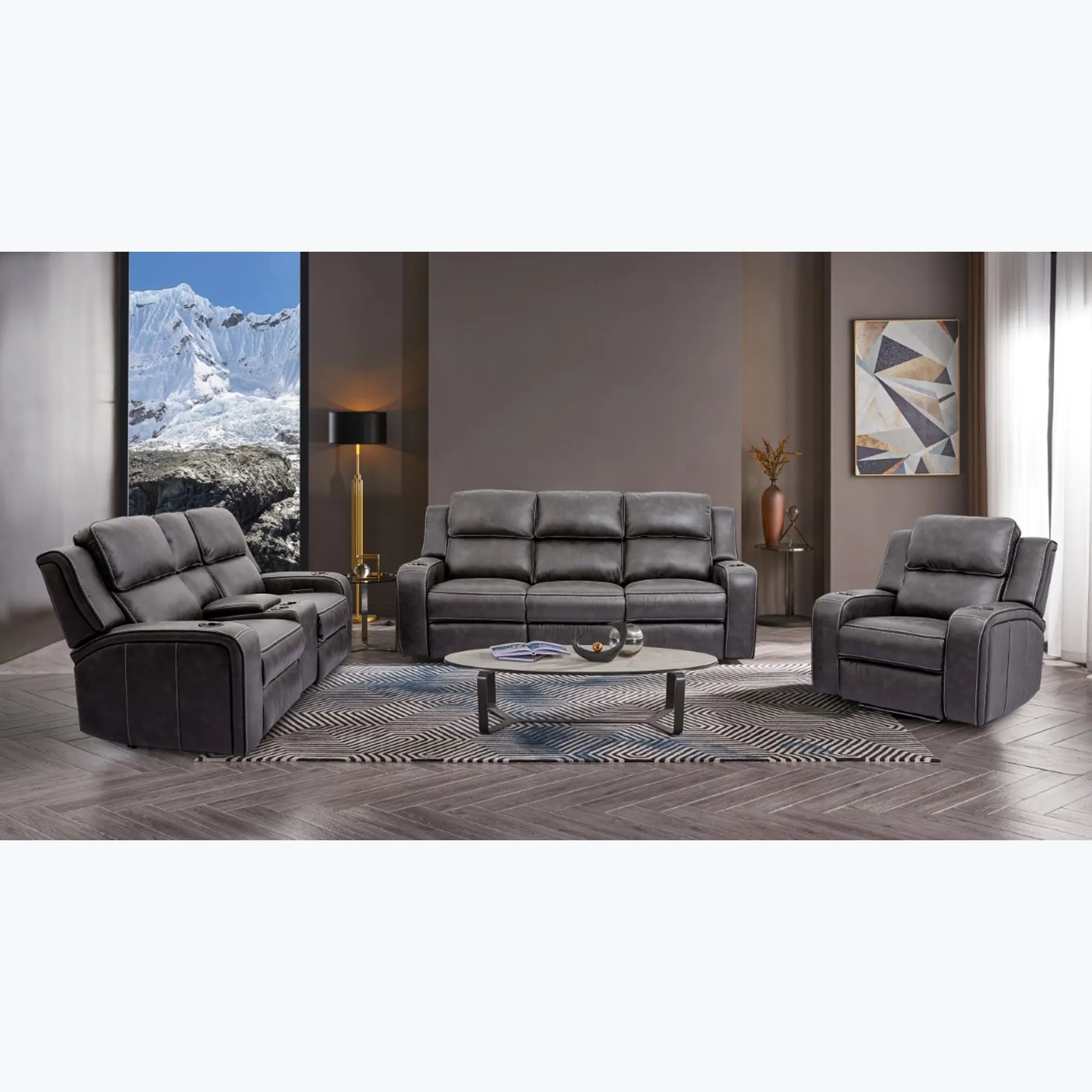 Beacon Power Headrest Reclining Console Loveseat