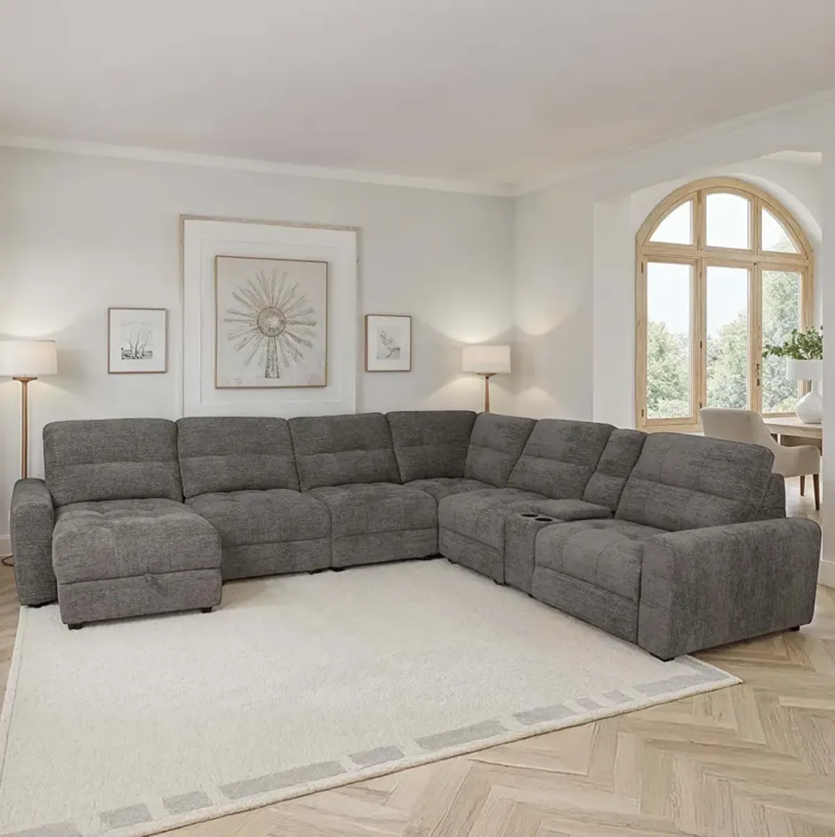 Powermod Stone 7 Piece Power Reclining Modular Sectional