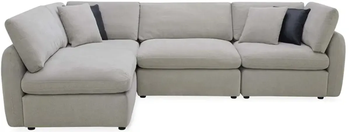 Aria Dove 4 Piece Modular Sectional (2 Corners and 2 Armless Chairs)
