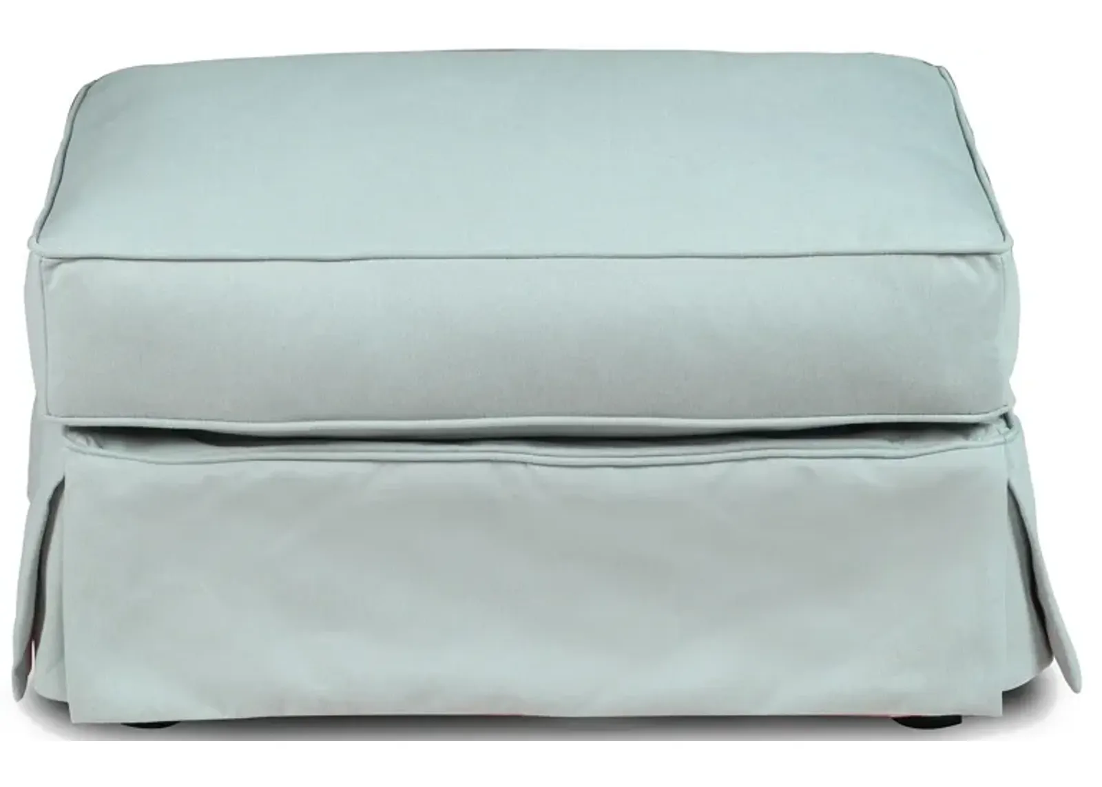 Horizon Light Blue Slipcover Ottoman