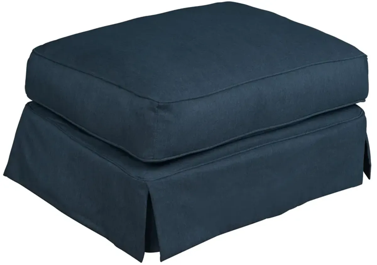 Horizon Navy Slipcover Ottoman