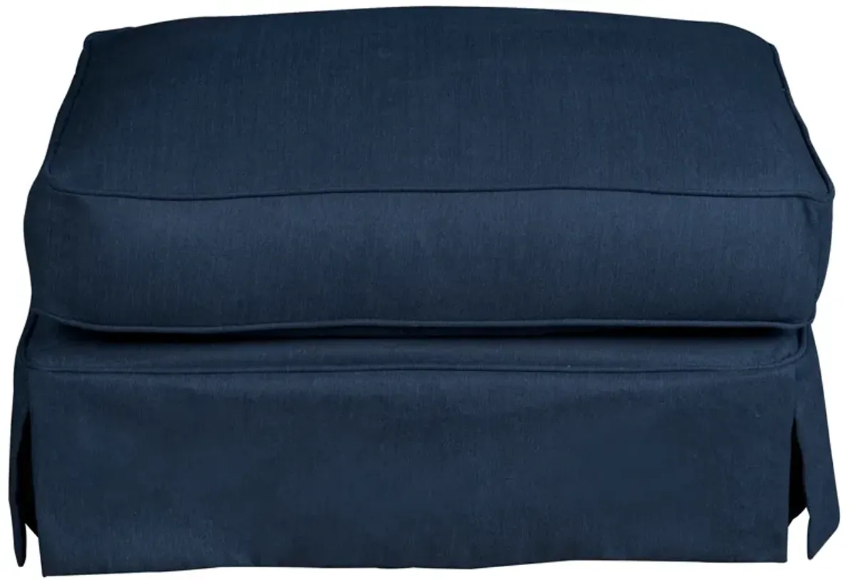 Horizon Navy Slipcover Ottoman