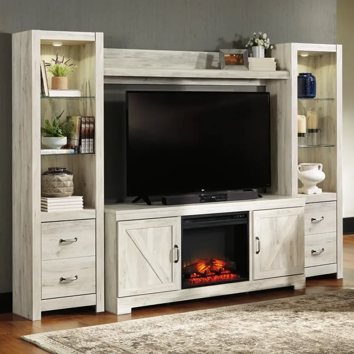 Bellaby Whitewash 5 Piece Wall Unit