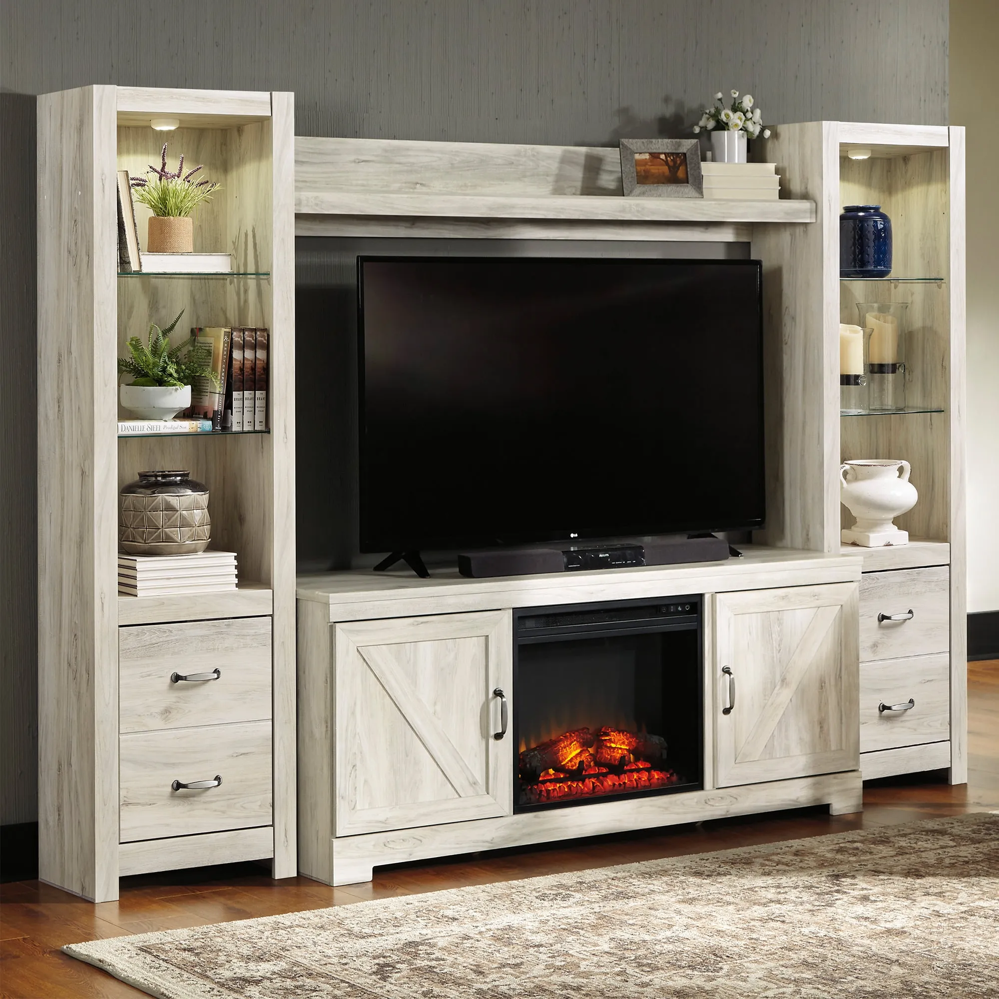 Bellaby Whitewash 5 Piece Wall Unit