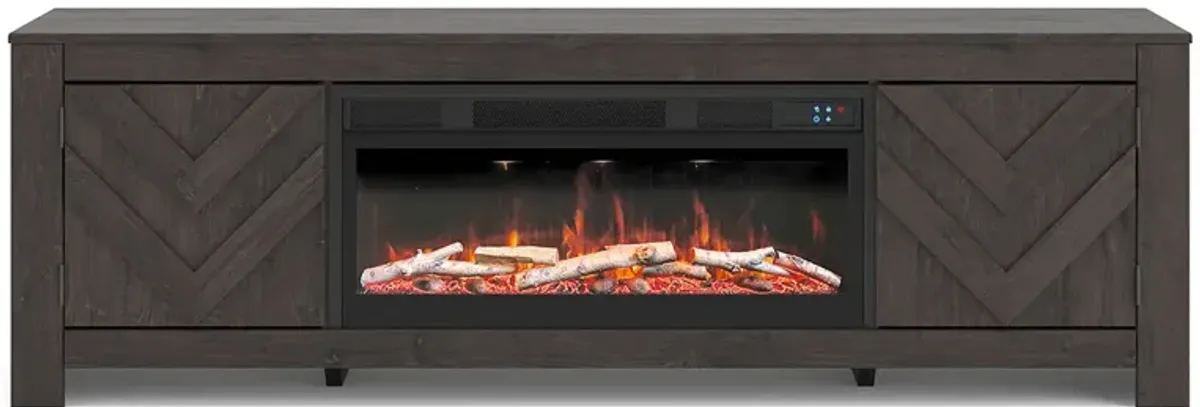 Cayboni Black TV Stand w/ Fireplace