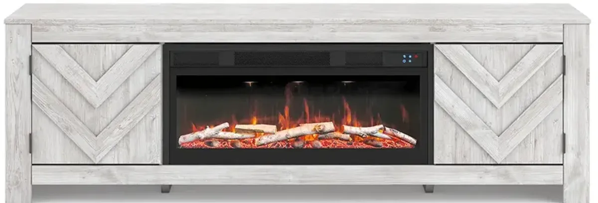 Cayboni White TV Stand w/ Fireplace