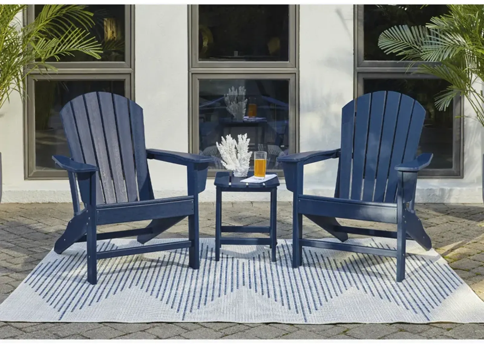 Sundown Treasure 3 Piece Outdoor Blue Patio Set