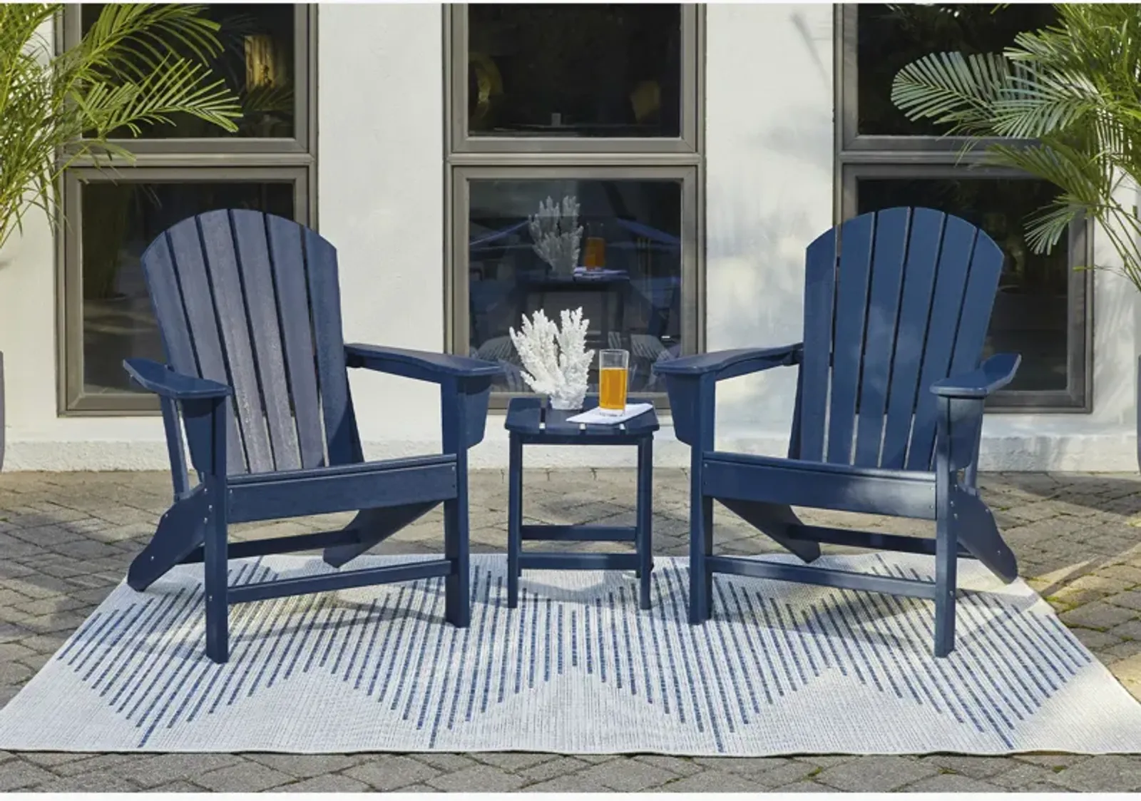 Sundown Treasure 3 Piece Outdoor Blue Patio Set