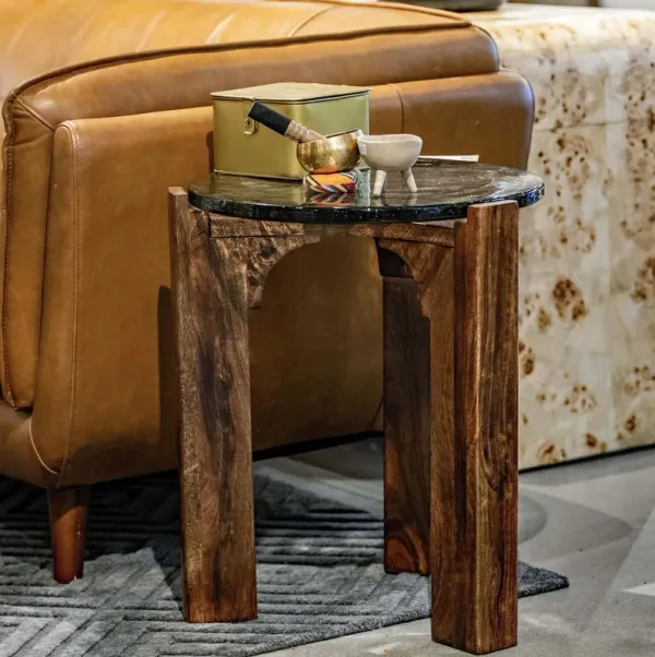 Amner Round Glass End Table