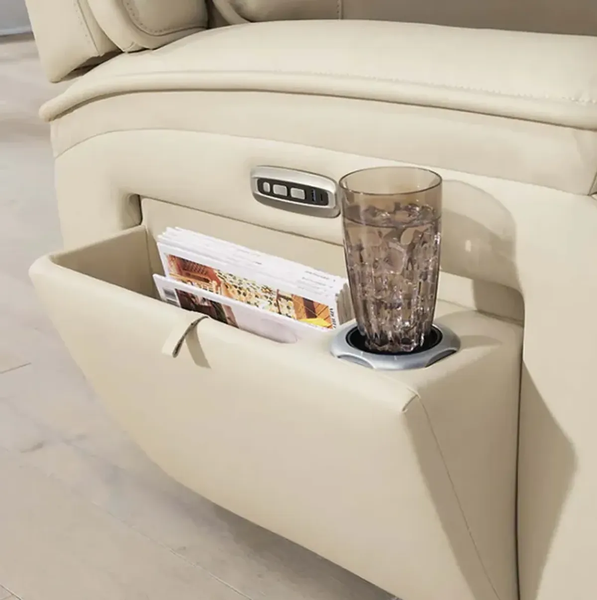 Double Deal Almond 2 Piece Power Headrest Reclining Loveseat