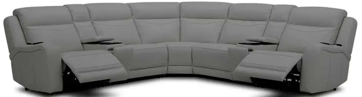 Aline 6 Piece Zero Gravity Power Headrest Reclining Sectional with Power Lumbar, Heat and Massage