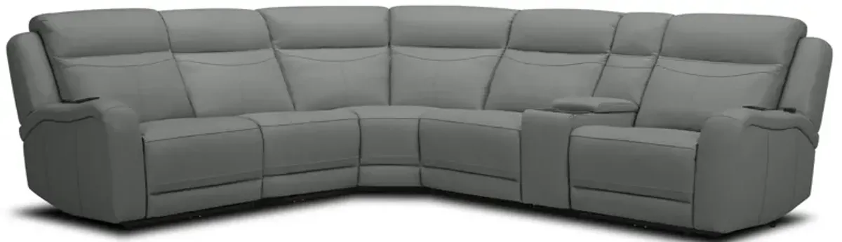 Aline 6 Piece Zero Gravity Power Headrest Reclining Sectional with Power Lumbar, Heat and Massage