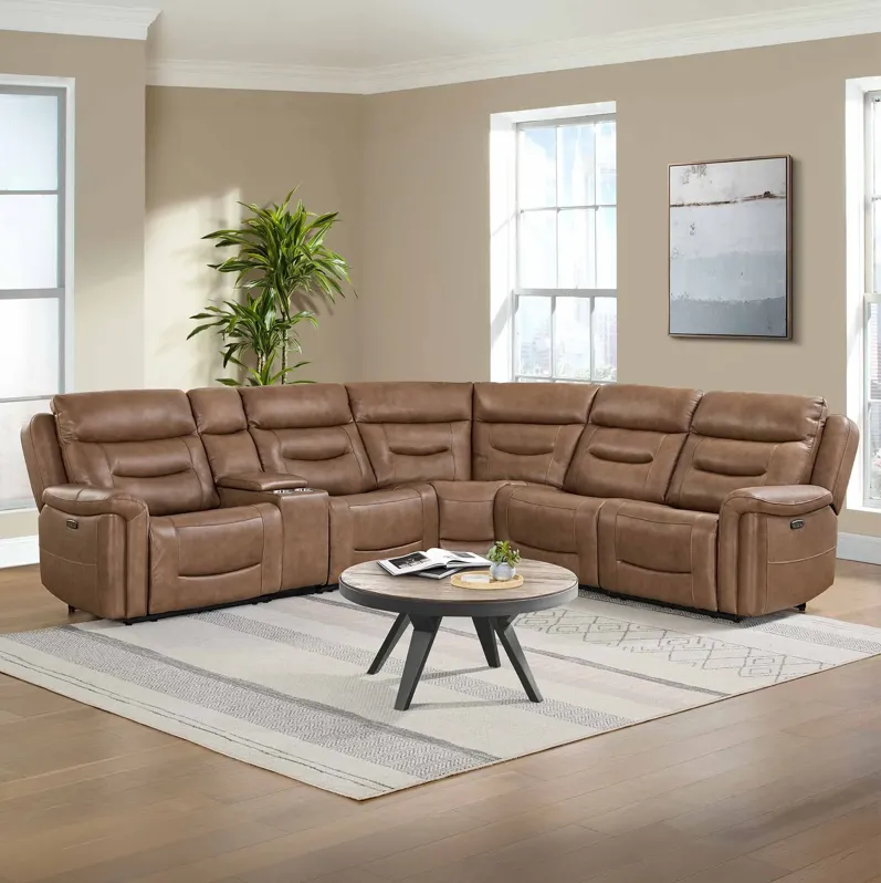 Chatham Chestnut 6 Piece Power Headrest Reclining Sectional