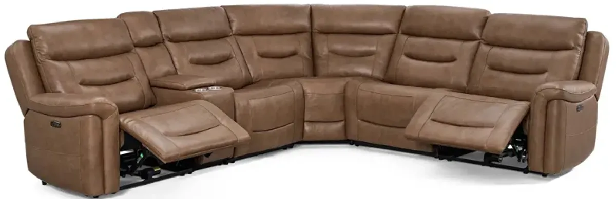 Chatham Chestnut 6 Piece Power Headrest Reclining Sectional