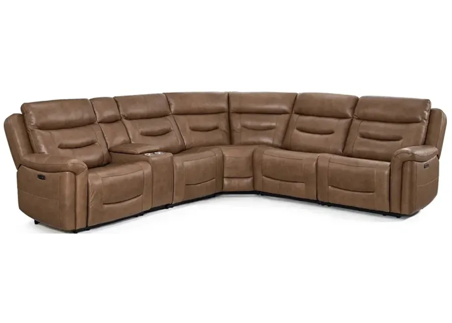 Chatham Chestnut 6 Piece Power Headrest Reclining Sectional