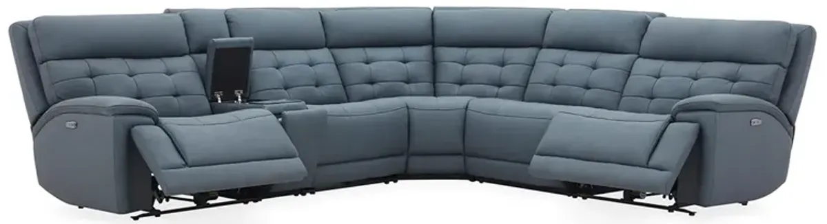 Fitzpatrick Navy 6Pc Zero Gravity Power Headrest Reclining Sectional