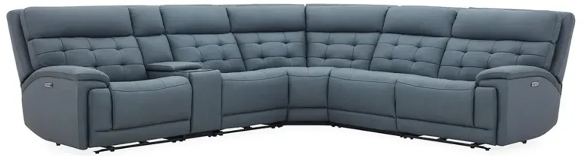 Fitzpatrick Navy 6Pc Zero Gravity Power Headrest Reclining Sectional