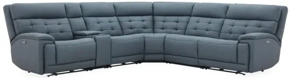 Fitzpatrick Navy 6Pc Zero Gravity Power Headrest Reclining Sectional